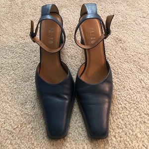 Navy Blue Ankle Strap Pumps